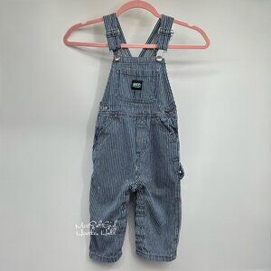 KEY Vintage Railroad Train Conductor Style Striped Overalls Size 24 Months